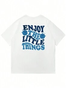 Áo thun nam tay ngắn cổ tròn, kiểu dáng thường ngày, in khẩu hiệu và chữ, thích hợp cho kỳ nghỉ biển và mặc hàng ngày, mùa hè. - trắng - Xem 7