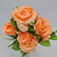 Artificial Rose Bouquet With 6 Flowers For Wedding Decoration, Arrangements, Decorating Parties And Home - Salmon - View 4