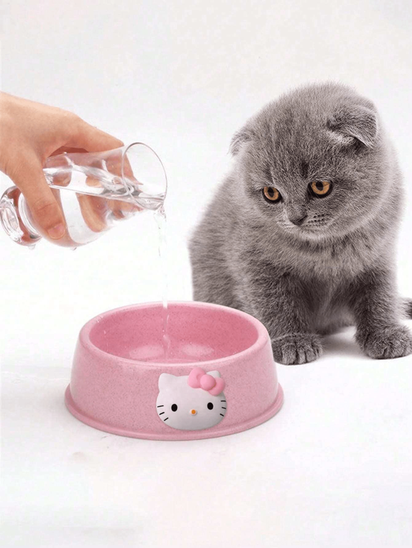 Sanrio 1 szt. Miska dla zwierząt Hello Kitty Cute, antypoślizgowa miska do karmienia i wody, odpowiednia dla kotów i małych psów, trwała, wielokrotnego użytku miska dla zwierząt (naklejka z głową kota musi być przyklejona osobno, akcesoria w zestawie)