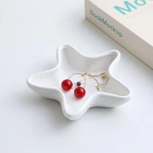 1 件海洋主题陶瓷首饰收纳托盘，仿真海螺色珠宝收纳托盘，创意珠宝耳环戒指手链收纳展示盘 - 彩色 - 查看 4