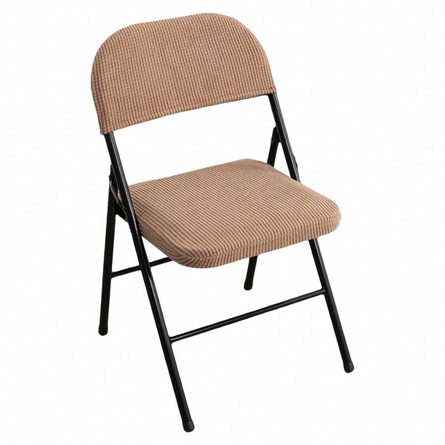 Solid Color Household Folding Chair Cover Suitable For Home Decoration Polyester Cover For Covers Wedding Party Dining Elastic Chair Covers - 卡其色 - 查看 1