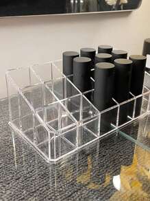 1pc Dustproof Acrylic Makeup Organizer Box, Display Stand For Lipstick, Nail Polish, Lip Gloss