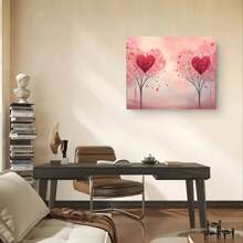 Valentine's Day Floating Heart Canvas Painting With Wooden Frame, Romantic Theme Living Room And Bedroom Wall Art - 1 Piece Of Wood Framed Oil Painting (3) Thickness 2.25 Cm/0.9 Inch, Home Gift Decoration, Room Decoration Aesthetic, Wall Decoration Art, Perfect Gift, Autumn And Winter Wall Decoration, Living Room Decoration, Bedroom Decoration, Kitchen Decoration, Entry Decoration, Bathroom Decoration, Direct Wall Painting, High Quality Wall Painting Poster