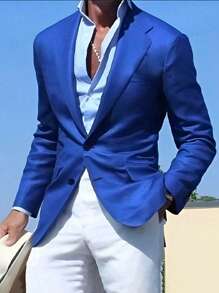 Blue Men's Fashionable Casual Blazer, Outdoor Street-Style Men's Business Versatile Suit