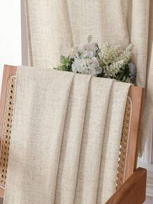 1pc Linen Modern Linen Gauze Curtain - Japanese Linen Style, Rod Pocket Design, Suitable For Living Room And Bedroom - Sheer And Light Filtering Curtain, Living Room Curtain, Bedroom Curtain - Beige - View 6