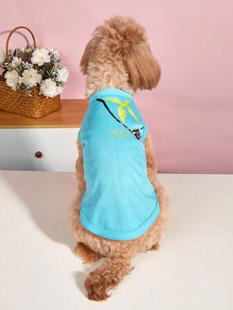 Ärmellose Weste für Hunde/Katzen mit Kuchen- und Geburtstagsdruck, Frühling/Sommer