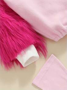 Baby Flamingo Costume Fuzzy Long Sleeve Romper With Leg Warmers Halloween Outfits For Boys Girls - 粉色 - 查看 6