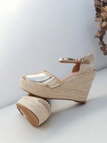Women's Wedge Espadrilles, With A High Platform And Non-Slip Sole, With High Quality And Comfort, Ideal For Dressing, Partying And Everyday Use, Estimated Delivery 1-3 Business Days (Peninsula) - 金色 - 查看 4