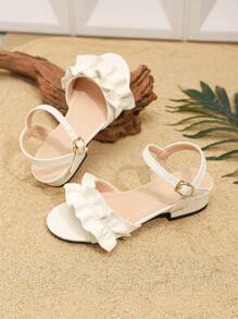 1 par de sandalias de playa con adorno de flor para uso diario de niñas - Blanco - Ver 4