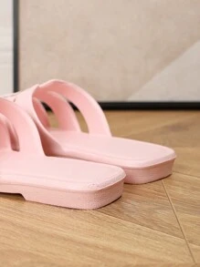 Women Summer Flat Slides, Fashion Outdoor/Indoor/Bathroom Waterproof EVA One-Piece Lightweight Non-Slip Cartoon Cute Pink Slippers