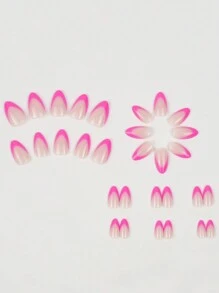 30pcs/Set Short Almond White French Fashion Design Full Coverage Fake Nail Art Patch Pressed On Nail Art Supplies Suitable For Office Ladies, Party And Daily Wear Full Coverage Fake Nail Art Patch + 1 Jelly Gel + 1 Nail File Decorate Your Nails Enhance Your Fashionable Taste Nails - Multicolor - View 2