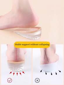 1 Pair Silicone Heel Pads, Soft, Sweat-Absorbent, Elastic, With Bottom Adhesive, Washable - Beige - View 5