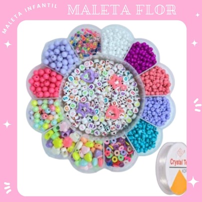 Chic Kit Maleta Miçanças Pulseiras Colar Fio Silicone Infantil