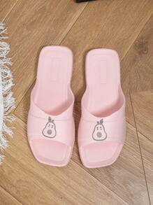 Women's Summer Flat Slide Sandals, Fashion Outdoor/Indoor Bathroom Shower EVA Slip-On Lightweight Cartoon Cute Pink Slippers