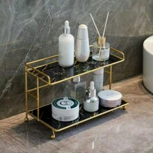 1pc Luxury Bathroom Storage Rack, Vanity Countertop Organizer Shelves For Cosmetics & Toiletries - Multicolor - View 1