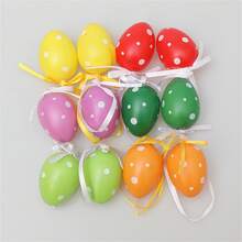 Easter Eggs Decorations Set Of 12 Colorful Striped Flower Dot Pattern Easter Hanging Ornaments For Home Holiday