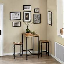 SoBuy OGT10-PF, Bar Set-1 Bar Table And 2 Stools, Home Kitchen Breakfast Bar Set Furniture Dining Set - Brown - View 8