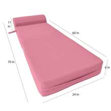 Sleeper Chair Folding Foam Bed, Convertible Cushion Mattress 6 X24x 70 Pink - 1 - View 3