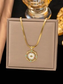 1pc Stainless Steel Bohemian Style Necklace, Fashion French Hip-Hop Casual Minimalist Versatile, Suitable For Daily Wear, Street, Valentine's Day, Party, Holiday