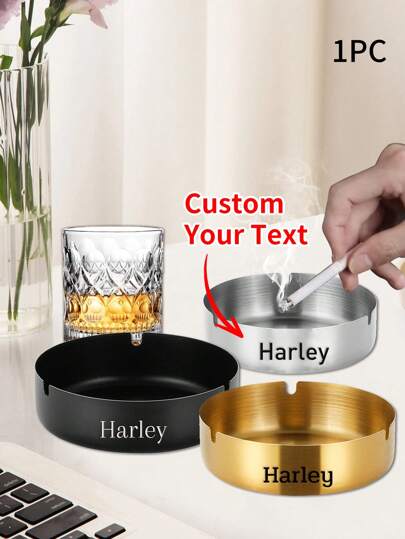 LICVIC 1 Stück individuell gravierter Edelstahl Aschenbecher, personalisierter gravierter Text Aschenbecher, individualisierter Zigarren Aschenbecher, anpassbarer Aschenbecher für Außenterrasse, 2 Größen: S/M, 3 Farben: Gold/Silber/Schwarz, 6 Stile, Outdoor Aschenbecher, Aschenbecher für Raucher Innenbereich, Zigarren Aschenbecher für Außenbereich, coole Aschenbecher, niedlicher Aschenbecher, tragbarer Aschenbecher, Outdoor Aschenbecher Teeraum, Schule, Zuhause, Schlafzimmer Auffrischung Geburtstag Abschluss, Persönliche Artikel