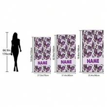 1pc Personalized Beach Towel, Purple Butterfly Print, Super Soft Microfiber, Absorbent & Quick Drying, Rectangular Beach Towel, Suitable For Beach, Swimming, Fitness, Lightweight,Women Valentine Gift Birthday Boyfriend Girlfriend