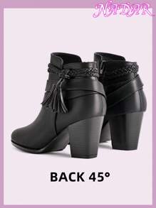 Women's Autumn/Winter Round Toe Chunky Heeled Ankle Boots, Outdoor/Commute Faux Suede American Style Short Boots