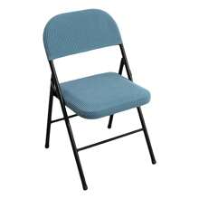 Solid Color Household Folding Chair Cover Suitable For Home Decoration Polyester Cover For Covers Wedding Party Dining Elastic Chair Covers - 天藍 - 查看 1