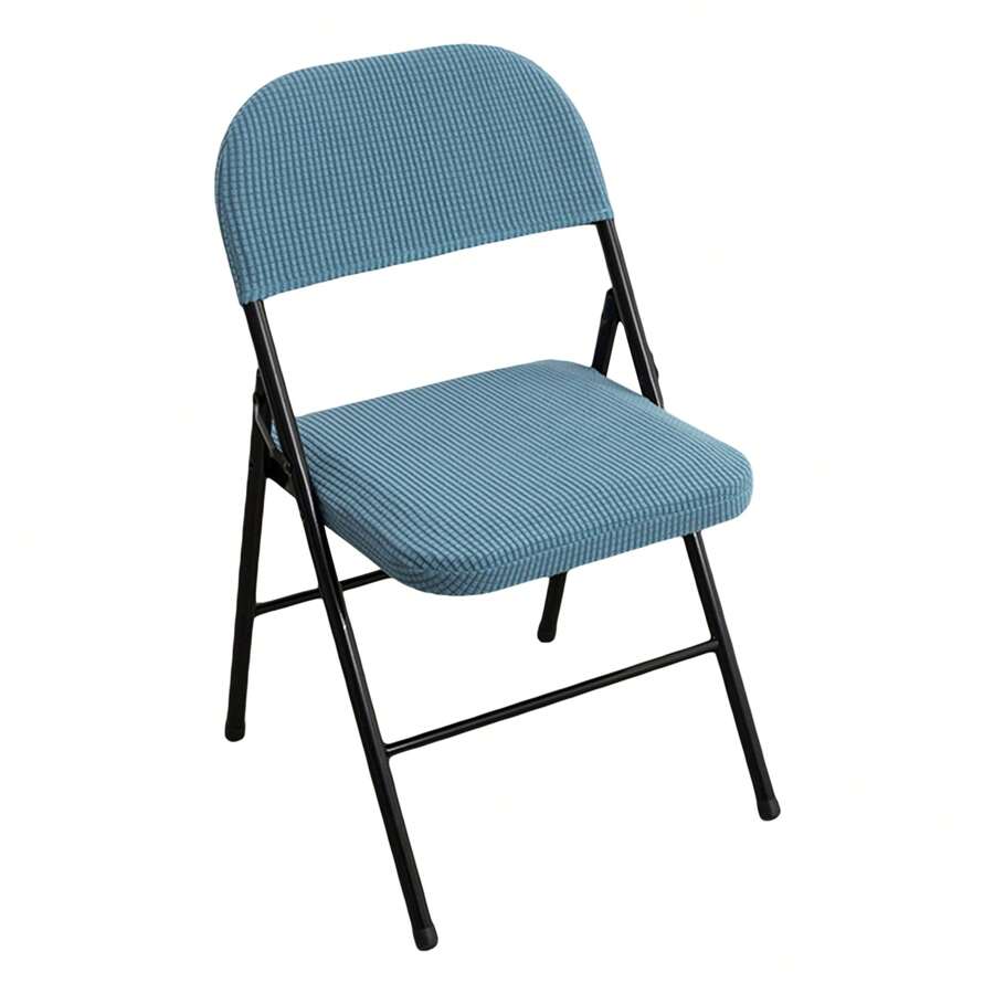 Solid Color Household Folding Chair Cover Suitable For Home Decoration Polyester Cover For Covers Wedding Party Dining Elastic Chair Covers - 天藍 - 查看 1