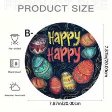 1 PIEZA Logotipo redondo de acrílico con Feliz Pascua y huevo de Pascua, decoración plana 2D, decoración de Pascua, decoración de pared, decoración del hogar, decoración de café, regalos creativos, patrones de Feliz Pascua, decoraciones festivas