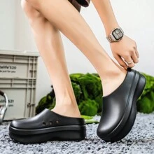 Giày nữ mới mùa xuân/hè 2025, giày làm vườn, giày đế xuồng mũi tròn thoải mái để làm việc nhà và mặc thường ngày - màu đen - Xem 2