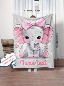 Soft, Lightweight & Warm Customizable Elephant-Themed Flannel Throw Blanket - Perfect For Sofa, Bed, Camping & More With Personalized Name Option - Ideal Gift Idea, Multi-Functional, Ornamental, Letter, Stylish, Baby Fashion, Colorful, Casual, Cute, Kawaii, Adorable, Soft, Unique, Customized, Baby Gifts, Cute Baby, Ideal Gifts For Him, Ideal Gifts For Her, Family, Friends, Daughter, Son, Her, For Children's Day, Spring Break, Customized Kids Swaddling Blankets, Easy Comfort, Kids, Urban Gala,Modern,Colorful,Cute,Christmas Gift - Multicolor - View 17
