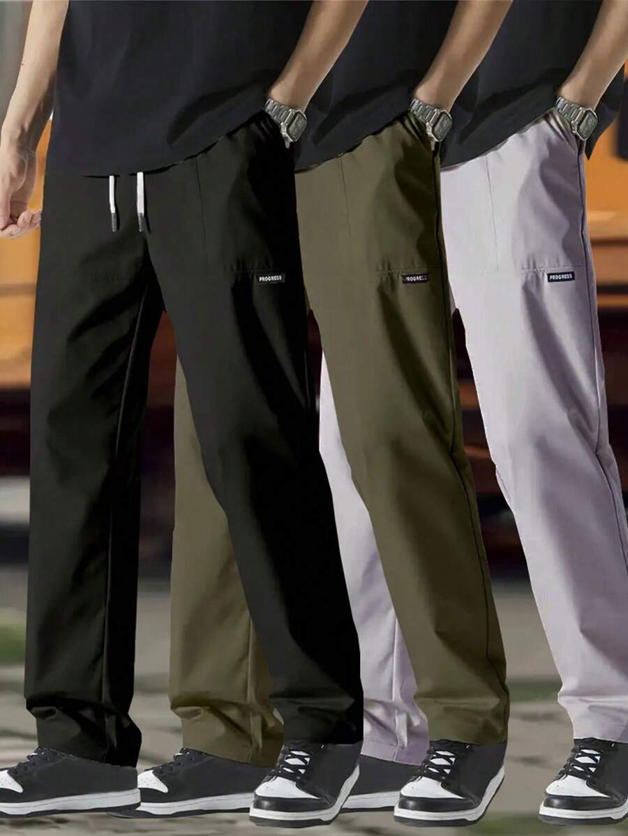 Men's Lightweight Cool Loose Casual Sweatpants, Outdoor Sports Running Workout Sweatpants With Drawstring Hem - Multicolor - View 1