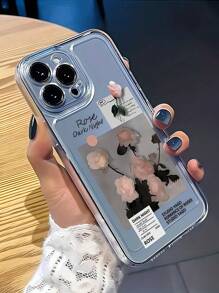 花朵手机壳 1 件浪漫宇宙粉玫瑰图案全 TPU 防震手机壳适用于 iPhone 16 15 14 13 12 11 Pro Max