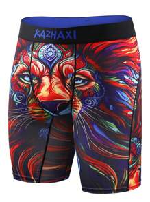 Men's Long Underwear With Digital Printing, Fierce Colorful Tiger Head Animal Pattern, Soft And Elastic Comfort - Multicolor - View 2