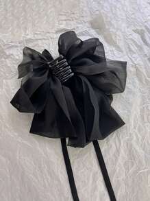 优雅双面蝴蝶结泡泡发夹，蓬松网状设计，增添蓬松感，打造公主风发型，涤纶（聚酯纤维）和亚克力材质，新款季节限定爪夹发夹，适合上学、大学、学院风等场合，可爱又实用，是理想的发饰之选。