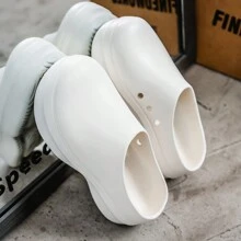 Giày nữ mới mùa xuân/hè 2025 Giày làm vườn Giày đầu bếp thoải mái thường ngày Mũi tròn Đế xuồng Slip On Mules - trắng - Xem 4