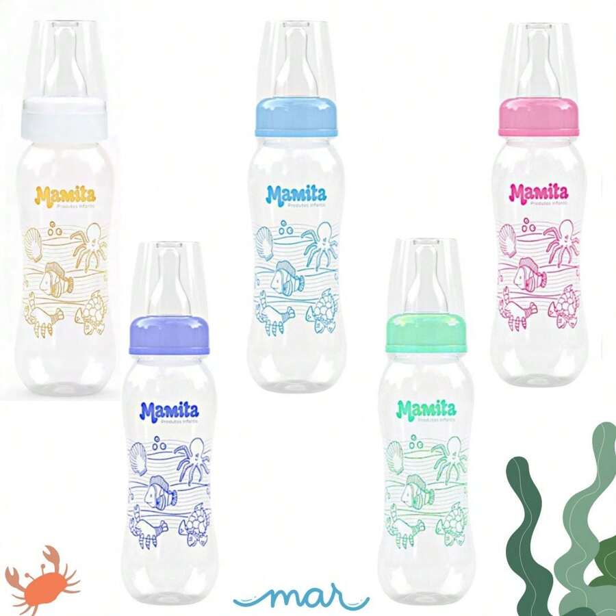 Mamadeira 5 unidades 240 ml bico silicone ortodontico bebê leite suco chá