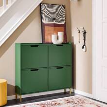 SoBuy 4 flip-lådor Skoskåp Skoställ Skoförvaring Skåp Organiseringsenhet Mörkgrön B100 X D19 X H90cm FSR100-SY - Mörk Grön - Visa 10