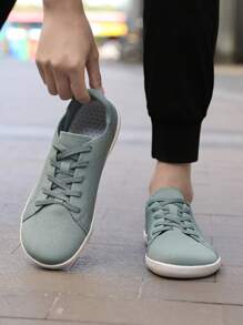 1 双针织面料宽头运动鞋、公路跑鞋、徒步鞋、针织鞋面透气步行鞋、宽头户外运动鞋、舒适轻便健身房防滑低帮系带男女通用简约赤足跑鞋 - 綠色 - 查看 10