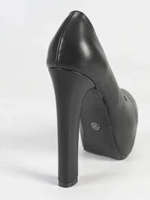 女士隐形坡跟防水台高跟鞋 - 黑色 - 查看 7