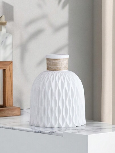 1Pc Moderne Plastic Flower Vase, Unbreakable Wit Vase Pampas Grass, Nordic Minimalist Home Aesthetic Room Living Room, Office, Bedroom Centerpiece Tafel ation, Perfect Halloween Glass view 3