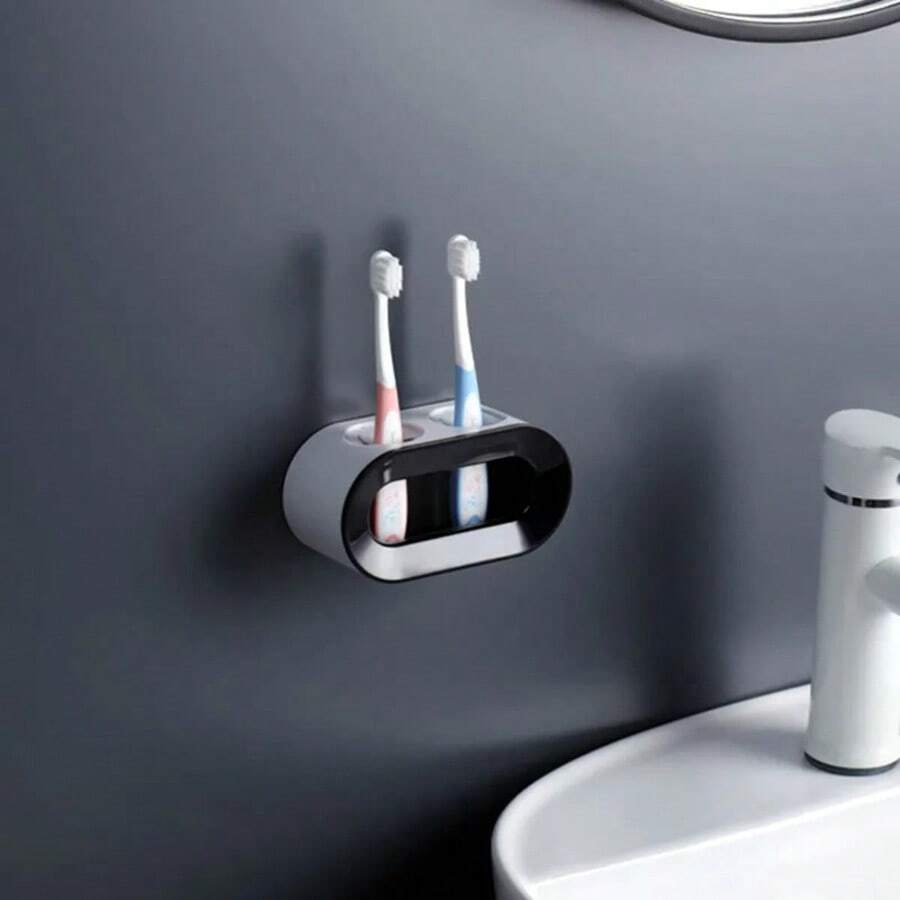 Electric Toothbrush Holder Double Hole Self-Adhesive Stand Rack Wall-Mounted Holder Storage Space Saving Bathroom Accessories - Black - View 1