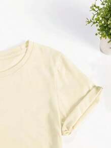 Letter Pattern Printed T-Shirt, Short Sleeved Round Neck Casual Top, Spring And Summer Casual Women's Clothing
