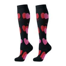 6 Pairs Women Heart Pattern Compression Socks, Long Leg Socks, Calf High Nurse Socks, Gift For Mother's Day, Valentine's Day, Y2k, Cozy - Multicolor - View 10