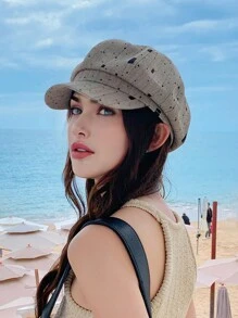 1pc Women's Casual Berets, Boho Vintage Retro Court Style Party Cute Street Beret Cap, Suitable For Spring Autumn, Plaid, Painter Hat, Fashionable & Versatile, Contouring Face, For Daily Outing And Shopping - Multicolor - View 9