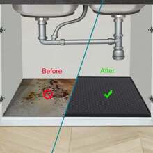 Under Sink Mat 28 X 19 For Kitchen Waterproof, Silicone Under Sink Liner, Bathroom Kitchen Cabinet Protector Mat, Easy To Clean Cabinet Mat Organizers And Storage, Black - Black - View 3