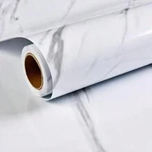 1 Roll Thick Marble Pattern Waterproof Self-Adhesive Wallpaper, Modern Minimalist White Marble Texture, Suitable For Sofa, TV Background, Dining Room, Bedroom, Kitchen Countertop And More
