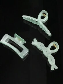 Juego de 3 pinzas de pelo cuadradas con textura mate y acabado esculpido en colores de gelificación, accesorios de pelo versátiles adecuados para recogidos diarios, diseños variados, elegantes de alta gama, con un toque fresco y minimalista, estilo Ins