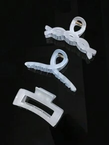 Juego de 3 pinzas de pelo cuadradas con textura mate y acabado esculpido en colores de gelificación, accesorios de pelo versátiles adecuados para recogidos diarios, diseños variados, elegantes de alta gama, con un toque fresco y minimalista, estilo Ins