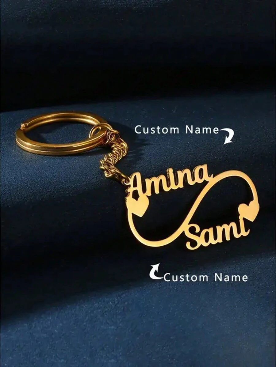 1pc Custom Stainless Steel Keychain With Personalized Name, Heart-Shaped Infinite Charm, Perfect Valentine's Day Gift For Couples, Express Love, Valentine's Day